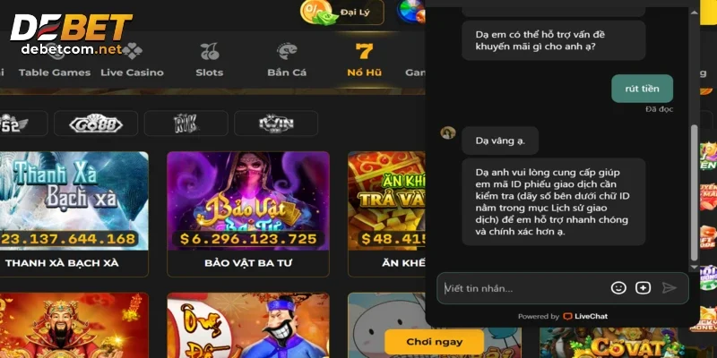Thành viên hài lòng với kênh liên hệ Debet 